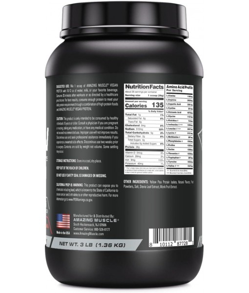 Vegan Protein Powder | 28 Grams Protein | 34 Servings | Zero Sugar | Yellow Pea Protein Isolate Supplement | Made in USA (3 Lb, Strawberry Banana)