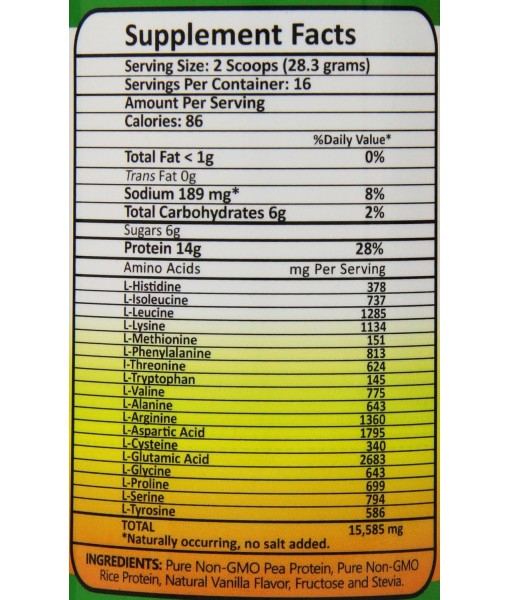 Pure Non-GMO Pea Rice Protein, Vanilla, 16 Ounce