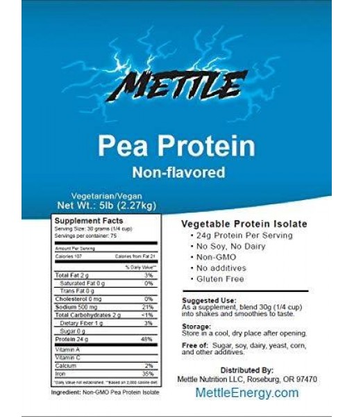 Pea Protein Powder - 5 Pound - Bulk Pure Supplement (Unflavored) – Mettle Pea Protein Isolate