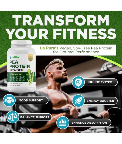 LaPura 100% Vegan Pea Protein Powder - 1.65LB, Unflavored Plant-Based Protein Powder with 20g Protein, Easy to Digest, Gluten Free, Non-GMO, No Additives for Optimal Nutrition