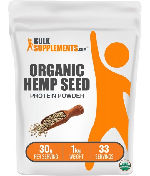 BulkSupplements.com Organic Hemp Protein Powder - Hemp Seed Protein, Superfood Protein Powder, Unflavored Protein - Vegan & Gluten Free, 30g per Serving, 1kg (2.2 lbs) (Pack of 1)