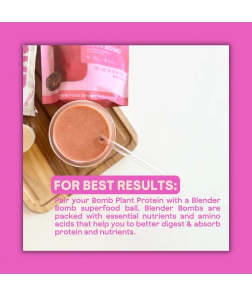 The Bomb Co. Bomb Plant Protein, Protein Powder with 21g Protein, Amino Acids, Zero Sugar, Pea Protein, Cocoa, Chia Seeds, Pumpkin Seeds, Vanilla & Monk Fruit, Gluten Free, Chocolate Flavor, 20 Srvgs