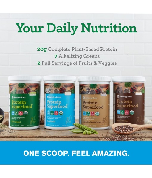 Amazing Grass PSF Powder, Pure Vanilla, 11 Servings (Old Version)