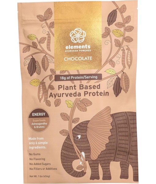 Elements Plant Based Vegan Chocolate Protein Powder - Meal Replacement Shake Made from Pure Organic Yellow Peas & Raw Cacao - Keto, Dairy Free, Soy Free, Paleo, and Non-GMO - 1lb - 14 Servings