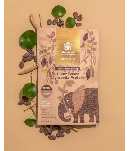 Elements Plant Based Vegan Chocolate Protein Powder - Meal Replacement Shake Made from Pure Organic Yellow Peas & Raw Cacao - Keto, Dairy Free, Soy Free, Paleo, and Non-GMO - 1lb - 14 Servings