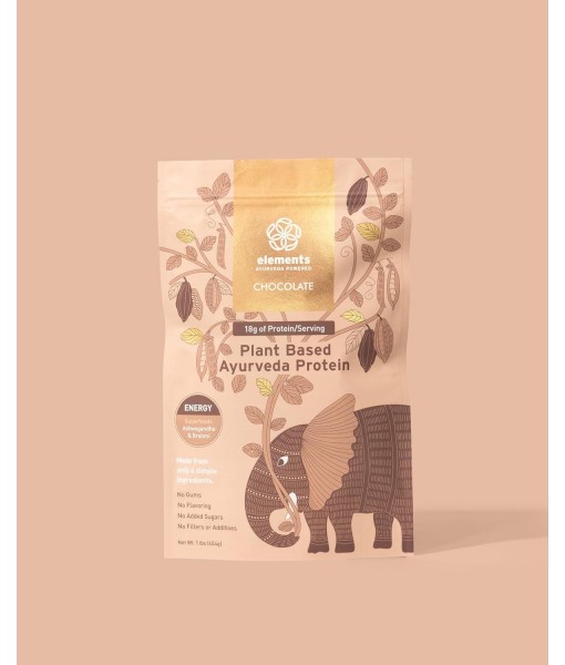 Elements Plant Based Vegan Chocolate Protein Powder - Meal Replacement Shake Made from Pure Organic Yellow Peas & Raw Cacao - Keto, Dairy Free, Soy Free, Paleo, and Non-GMO - 1lb - 14 Servings