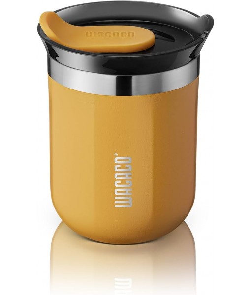 WACACO Octaroma Classico Insulated Coffee Mug, Double Walled Stainless Steel Travel Mug with Drinking Lid, 6 fl oz (180ml), Yellow
