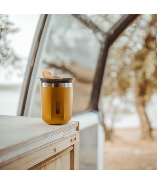 WACACO Octaroma Classico Insulated Coffee Mug, Double Walled Stainless Steel Travel Mug with Drinking Lid, 6 fl oz (180ml), Yellow