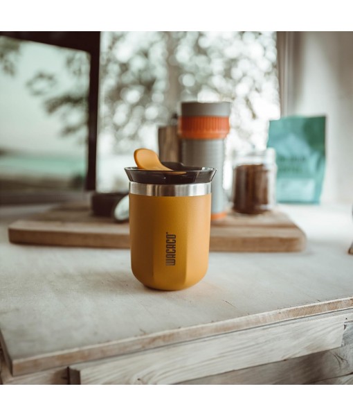 WACACO Octaroma Classico Insulated Coffee Mug, Double Walled Stainless Steel Travel Mug with Drinking Lid, 6 fl oz (180ml), Yellow
