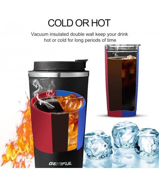 GEMFUL Insulated Coffee Mug Travel Mug for Hot and Cold Coffee Milk and Tea 510ml