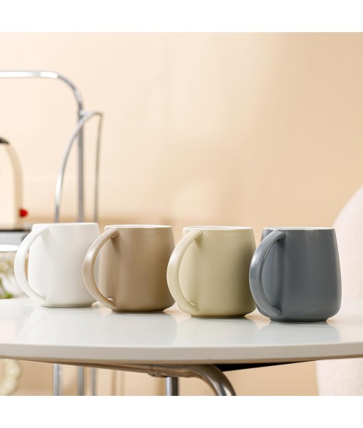 TREEWOO 380ml Large Capacity Classic Ceramic Mugs Nordic Matte Finish with Handle for Home Office Men Women (White)