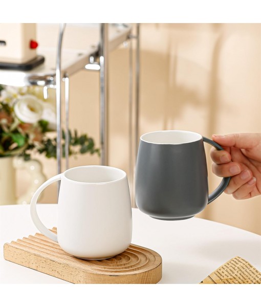TREEWOO 380ml Large Capacity Classic Ceramic Mugs Nordic Matte Finish with Handle for Home Office Men Women (White)