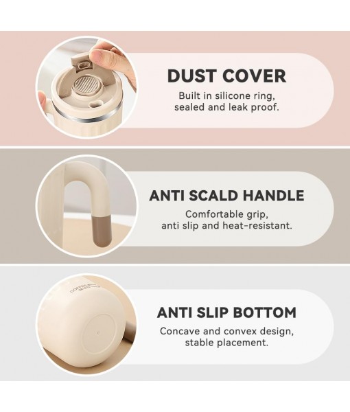 Kytpyi Insulated Mug, Coffee Insulated Mug, 480ml Leakproof Insulated Mug with Straw Lid for Coffee Drinks, Anti-scald Stainless Steel Insulated Cup for Home Office Travel (Pink)