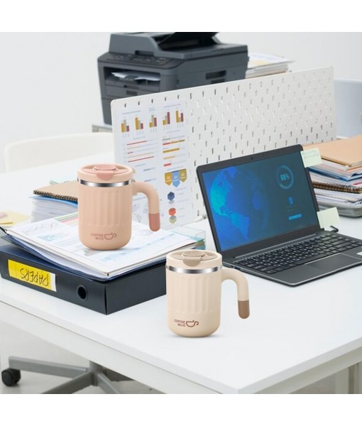 Kytpyi Insulated Mug, Coffee Insulated Mug, 480ml Leakproof Insulated Mug with Straw Lid for Coffee Drinks, Anti-scald Stainless Steel Insulated Cup for Home Office Travel (Pink)