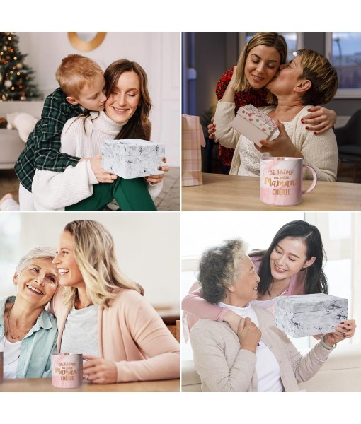 Joymaking Mom Gift, Mother's Day Gift Birthday Gift Marbled Ceramic Mug, 350ml Pink Mug Coffee Cup with Lid and Spoon Engraved Mommy Dearest Gift for Mom,Woman