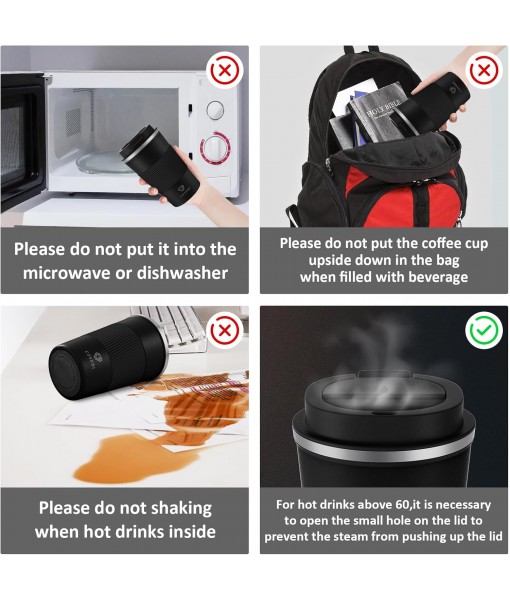 CS COSDDI Coffee Mug, Insulated Coffee Mug Stainless Steel Travel Mug - Double Wall Car Mug Insulated Lid Eco-Friendly Reusable Coffee Cup