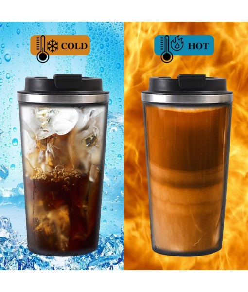 KUIRUNRX Coffee Thermos, 380ML Black Insulated Coffee Mug, Car Mug with Lid, Leakproof Coffee Travel Mug for Hot and Cold Coffee, Milk and Tea, Keep Warm for Up to 6 Hours