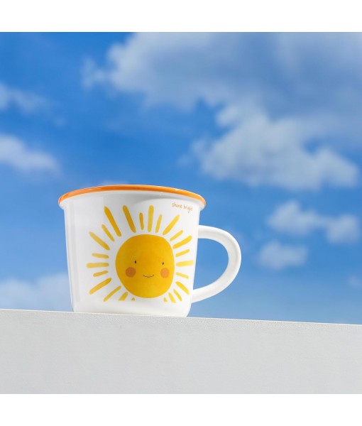 TREEWOO 12oz Good Morning Cute Ceramic Mug with Handle for Coffee Tea Milk Water Gift for Men Women Dishwasher Microwave Safe (Sun)