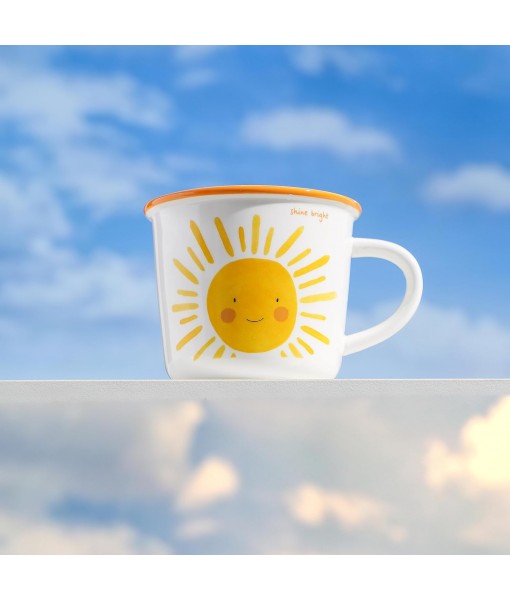 TREEWOO 12oz Good Morning Cute Ceramic Mug with Handle for Coffee Tea Milk Water Gift for Men Women Dishwasher Microwave Safe (Sun)