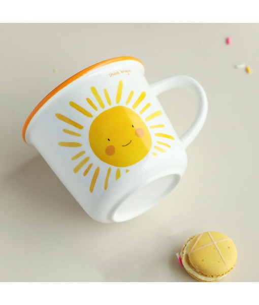 TREEWOO 12oz Good Morning Cute Ceramic Mug with Handle for Coffee Tea Milk Water Gift for Men Women Dishwasher Microwave Safe (Sun)