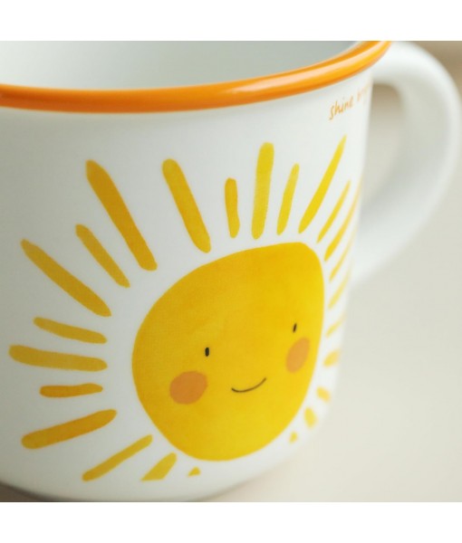 TREEWOO 12oz Good Morning Cute Ceramic Mug with Handle for Coffee Tea Milk Water Gift for Men Women Dishwasher Microwave Safe (Sun)