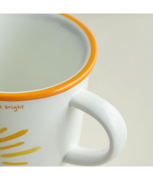 TREEWOO 12oz Good Morning Cute Ceramic Mug with Handle for Coffee Tea Milk Water Gift for Men Women Dishwasher Microwave Safe (Sun)