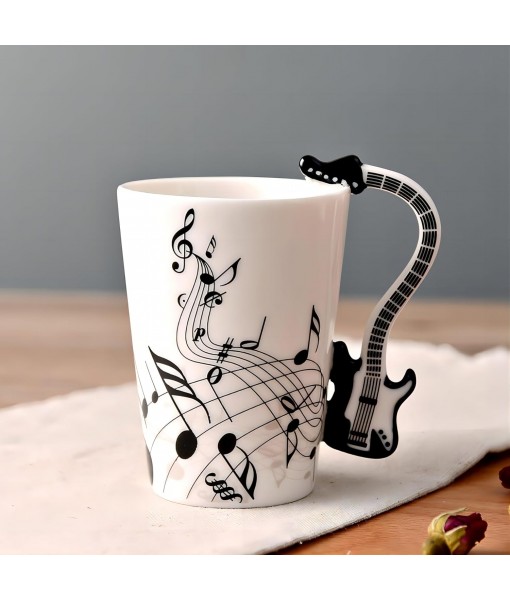 MBSM Violin Style Ceramic Mug with Handle 250ml Coffee Tea Milk Novelty Gift (Black Electric Guitar)