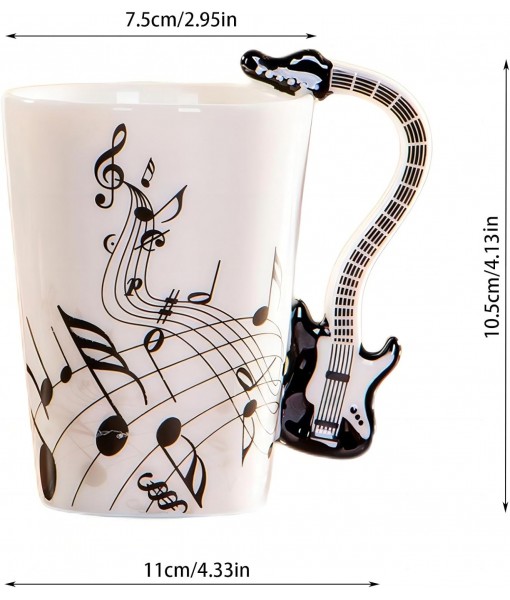 MBSM Violin Style Ceramic Mug with Handle 250ml Coffee Tea Milk Novelty Gift (Black Electric Guitar)