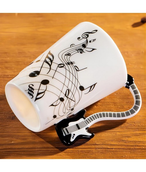 MBSM Violin Style Ceramic Mug with Handle 250ml Coffee Tea Milk Novelty Gift (Black Electric Guitar)