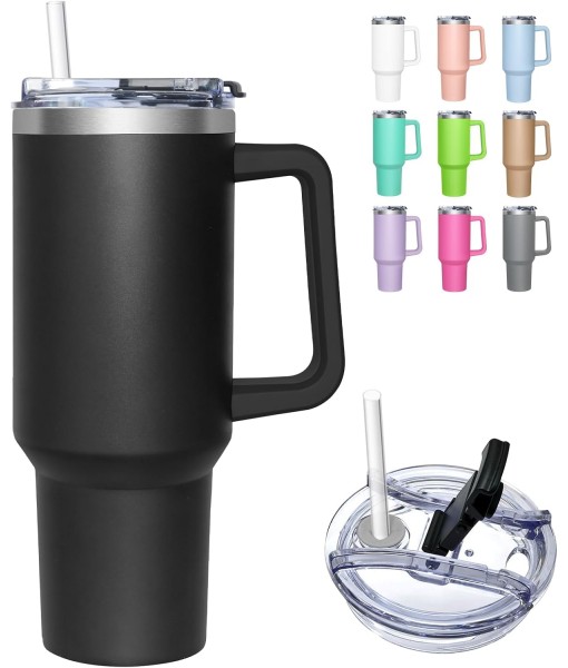 HNCY Insulated Mug with 2-in-1 Lid, 1180ML Coffee Thermos with Straw and Handle, Stainless Steel Insulated Mug, Travel Mug Tumbler Insulated Cup with Straw Termos