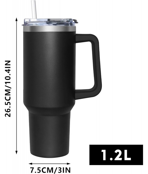 HNCY Insulated Mug with 2-in-1 Lid, 1180ML Coffee Thermos with Straw and Handle, Stainless Steel Insulated Mug, Travel Mug Tumbler Insulated Cup with Straw Termos