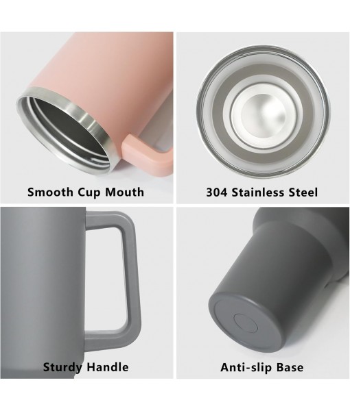 HNCY Insulated Mug with 2-in-1 Lid, 1180ML Coffee Thermos with Straw and Handle, Stainless Steel Insulated Mug, Travel Mug Tumbler Insulated Cup with Straw Termos