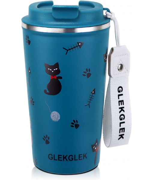 GLEK GLEK Insulated Coffee Mug, Travel Mug for Iced Drinks 510ml Insulated Cat Mug