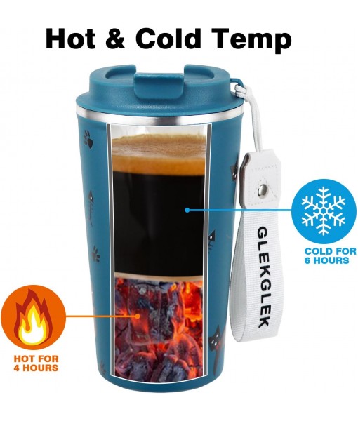 GLEK GLEK Insulated Coffee Mug, Travel Mug for Iced Drinks 510ml Insulated Cat Mug