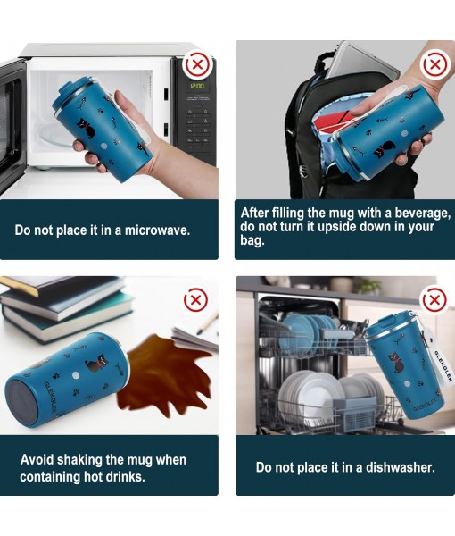 GLEK GLEK Insulated Coffee Mug, Travel Mug for Iced Drinks 510ml Insulated Cat Mug