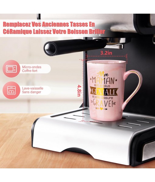 Mom Christmas Birthday Gift - My Mom Is the Most Awesome - Coffee Mug with Gold Inscription, Gift Box Idea for Mom, 400ml Ceramic Mother Mug, Lid, Spoon, Greeting Card