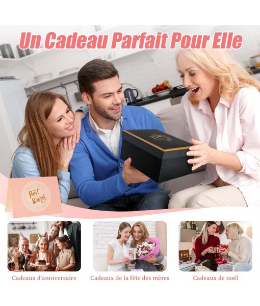 Mom Christmas Birthday Gift - My Mom Is the Most Awesome - Coffee Mug with Gold Inscription, Gift Box Idea for Mom, 400ml Ceramic Mother Mug, Lid, Spoon, Greeting Card