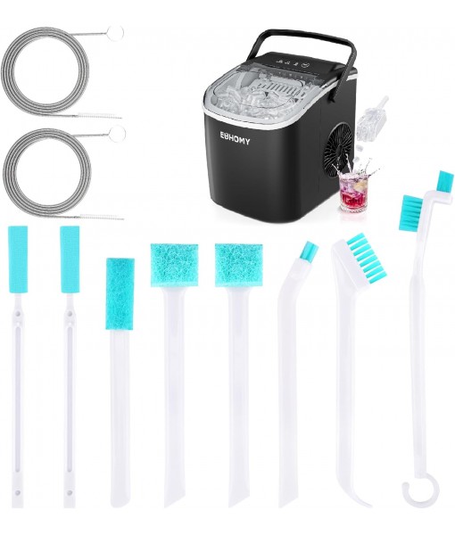 10PC Ice Maker Cleaning Brush Set,Countertop Ice Maker Cleaner - 2Pcs 55in Long Tube&Pipe Brush Nylon Bristles with 8Pcs Crevice Cleaning Brush