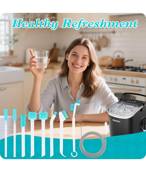 10PC Ice Maker Cleaning Brush Set,Countertop Ice Maker Cleaner - 2Pcs 55in Long Tube&Pipe Brush Nylon Bristles with 8Pcs Crevice Cleaning Brush