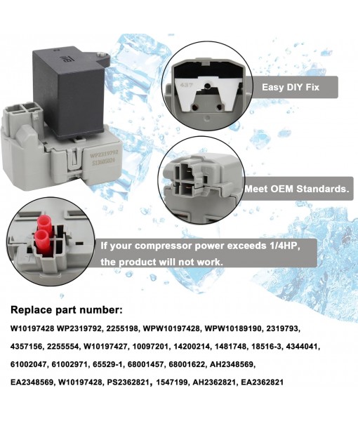 2319792 W10197428 W10189190 TSD2 Refrigerator Start Device Combination W10662129 Capacitor Compatible with whirlpool kenmore electrolux Refrigerator zer Compatible 241527803 241941003 2255198 12vf
