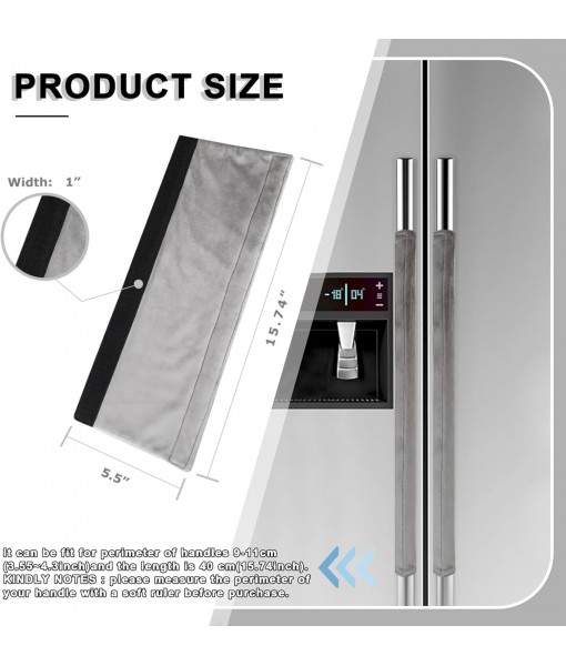 3PCS Refrigerator Door Handle Covers Kitchen Decor Keep Appliance Clean Anti-Static Stains for Fridge Dishwashers Velvet (Grey)