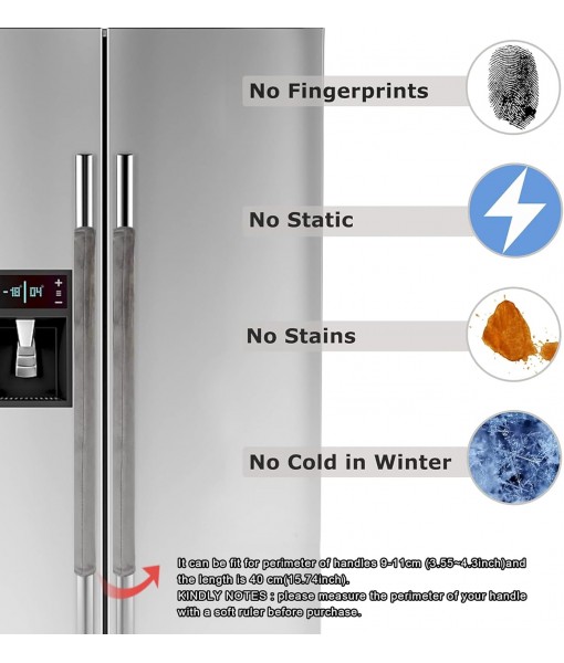 3PCS Refrigerator Door Handle Covers Kitchen Decor Keep Appliance Clean Anti-Static Stains for Fridge Dishwashers Velvet (Grey)