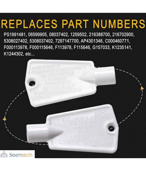 297147700 Door Key by Seentech - Compatible with Frigidaire Kenmore Elec-trolux zer Refrigerator – Replaces: AP4301346 PS1991481 216702900, 06599905, 08037402, 1259502 (Pack 2)