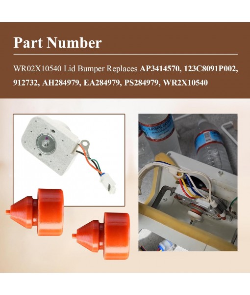 2 Pcs WR02X12008 Refrigerator Evaporator Fan Motor Grommet, 2 Pcs WR02X10540 WR02X11329 Refrigerator Grommet Lid Bumper, Fit for GE & Hotpoint Refrigerators and zer