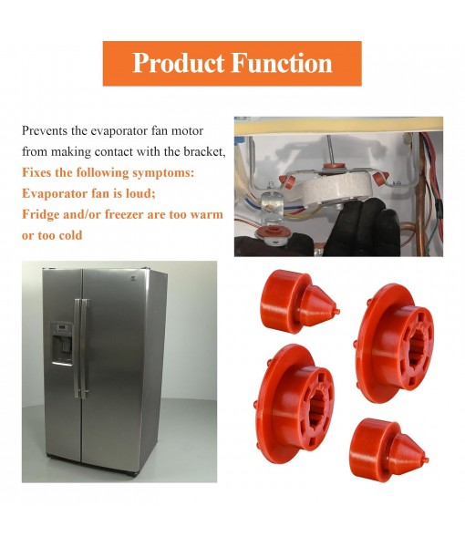 2 Pcs WR02X12008 Refrigerator Evaporator Fan Motor Grommet, 2 Pcs WR02X10540 WR02X11329 Refrigerator Grommet Lid Bumper, Fit for GE & Hotpoint Refrigerators and zer