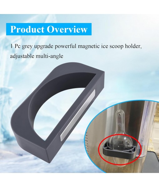 1 Pc Grey Upgrade Powerful Magnetic Ice Scoop Holder, Adjustable Multi-Angle, Compatible with Ge Opal Nugget Ice Maker 1.0 & 2.0, Fit for Use on Any Metal Surface, Scoop and Ice Maker Not Included