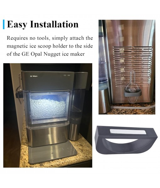 1 Pc Grey Upgrade Powerful Magnetic Ice Scoop Holder, Adjustable Multi-Angle, Compatible with Ge Opal Nugget Ice Maker 1.0 & 2.0, Fit for Use on Any Metal Surface, Scoop and Ice Maker Not Included