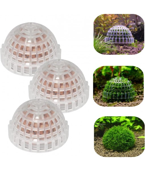 3 PCS Aquarium Moss Ball Holder Professional Aquarium Plant Holder Plastic Moss Ball Fish Tank Plant Holder with Filter Stone for Fish Tank Accessories