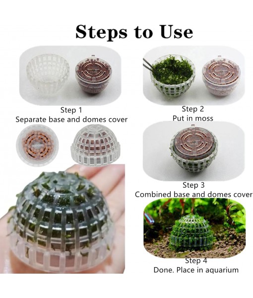 3 PCS Aquarium Moss Ball Holder Professional Aquarium Plant Holder Plastic Moss Ball Fish Tank Plant Holder with Filter Stone for Fish Tank Accessories