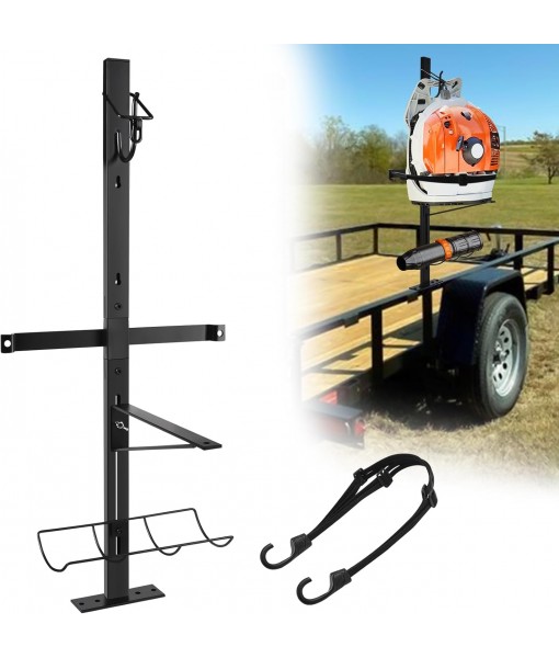 CAROD Backpack Blower Rack for Trailer, Steel Leaf Backpack Blower Holder for Open and Enclosed Lawn Landscape Trailer Truck, Height Adjustable Holding Base Fit 16-25 Blowers